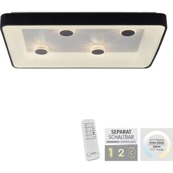 JUSTLIGHT VERTIGO LED stropní svítidlo černá hranaté křišťálový efekt stmívatelné CCT 2700-5000K - LEUCHTEN DIREKT / JUST LIGHT LD 14385-18