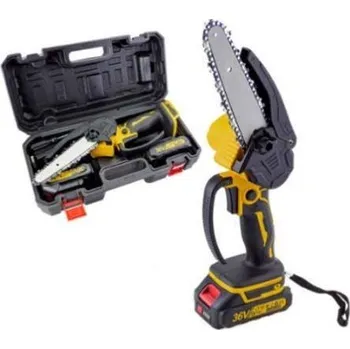 Ruční pilka Elektrická ruční mini pilka Clover City CH23-48 s 2x36V baterií a kuf (Aku řetězová ruční pilka 2x36V baterií a kuf)