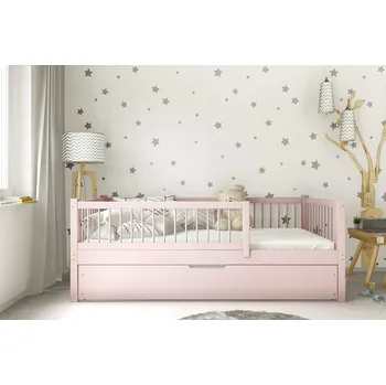 Dětská postýlka Borovicová postel Axel bis2 s přistýlkou - 80 x 160 / růžová