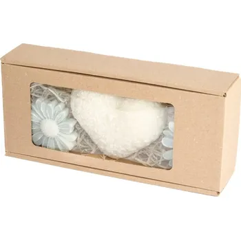 Svíčka AROMKA Dárkové balení Květinové srdce -Přírodní vonná palmová svíčka Barevný: Bílá - šedá