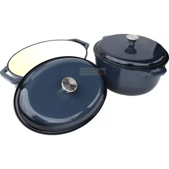 Sada nádobí Sada posmaltovaného litinového nádobí ocelově modrá 36 (dvoudílná souprava litinového nádobí smalt ocelově modrá, pekáč a hrnec s poklicemi č. 36)