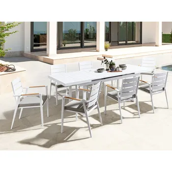 Zahradní sestava Zahradní jídelní set černá rozkládací stůl židle sedací polštáře venkovní 6místný hliníkový Beliani