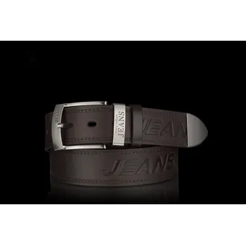 Opasek Kožený JEANS pánský pásek v tmavě hnědé barvě 4cm, Obvod pasu / celková délka pásku 105cm