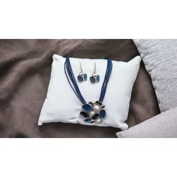 Souprava šperků Sada smaltovaných šperků "Oblázkový květ" Barva: Modrá