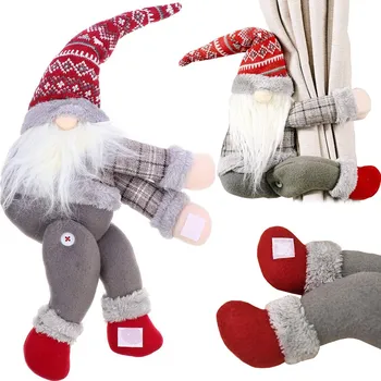 Vánoční dekorace VERK GROUP Závěsný skřítek se svorkou na záclony 59 cm šedý GAB_A