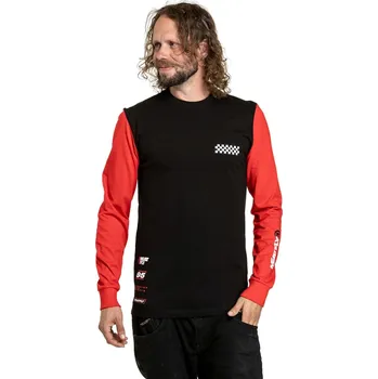 Pánské tričko Tričko s dlouhým rukávem Meatfly Appex černo-červené