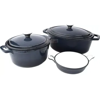 Sada nádobí Sada litinového nádobí smaltovaného ocelově modrá 32 P (trojdílná souprava litinového nádobí smaltovaného ocelově modrá č. 32P.)