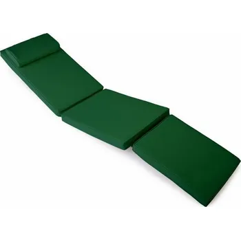 Podsedák Venkovní polstr na lehátko s odnímatelným dílem na nohy, tmavě zelený, 188x45 cm