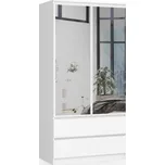 Šatní skříň s otočnými dveřmi a zrcadlem 90 cm bílá