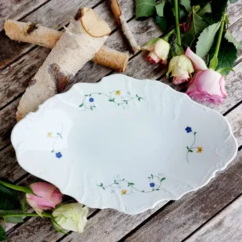 BERNADOTTE koš na chléb 34 cm, modrožluté kytičky, Thun 1794 (Porcelánová mísa 2. jakost)