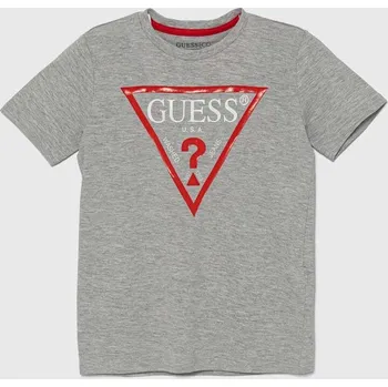Dětské bavlněné tričko Guess šedá barva, s potiskem, L73I55 K8HM0 L73I55.K8HM0.9BYH 90X, vel. 125-135