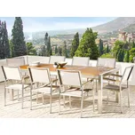 Záhradní sada béžová 8 místní eukalyptové dřevo stůl 220cm Beliani