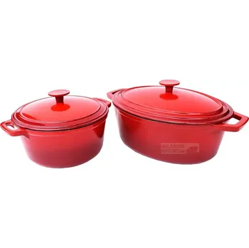 Sada nádobí Sada litinového nádobí červeně smaltované 32 (litinový pekáč a hrnec červený smalt, sada je pro všechny typy sporáků včetně indukce)