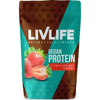 Protein Livlife Vegan Protein s lyofilizovanou jahodou 490 g