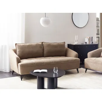 Pohovka Pohovka hnědá polyesterové čalounění dřevěný rám obývací pokoj 3místná Beliani