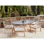 Zahradní jídelní set se 6 židlemi šedá a béžová světlé dřevo beton akáciové dřevo 190 x 100 cm zahradní nábytek Beliani