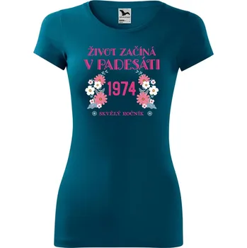 DOBRÝ TRIKO Dámské tričko Život začíná v 50 Velikost: 2XL, Barva: Petrolejová