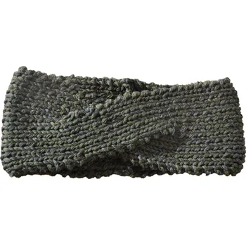 Dámská ručně pletená čelenka se křížením Tmavě modrá