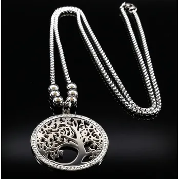 Náhrdelník B-TOP Nerezový náhrdelník Strom života s krystaly