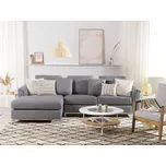 Rohová sedací souprava světle šedá čalounění pravá strana ve tvaru písmene L moderní dekorativní polštáře obývací pokoj Beliani