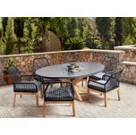 Zahradní jídelní set se 6 židlemi šedá a černá světlé dřevo beton akáciové dřevo 190 x 100 cm zahradní nábytek Beliani