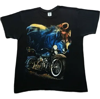 BLOSSOM Pánské tričko s potiskem Motorka, orel a vlk Velikost: 4XL
