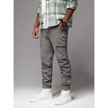 Pánské kalhoty jogger s kapsami a potiskem - šedé V4 OM-PAJO-0200 - M