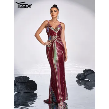 Dámské šaty Plesové šaty maxi LC10297 Barva: Vínová, Velikost: L