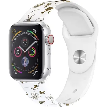 Řemínek na hodinky AW Apple Watch řemínek - Zlatá květina Šířka uchycení řemínku: 38/40/41/42mm, Délka řemínku: Dámský - S/M (12 - 18cm) IR-IMGRR10