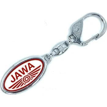 Klíčenka JAWA kovová ovál bílo-červená