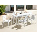 Zahradní jídelní set černá rozkládací stůl židle sedací polštáře venkovní 6místný hliníkový Beliani