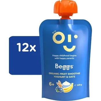 Dětská výživa Beggs BIO Smoothie s ovocem, jogurtem a ovesnými vločkami - 12 x 120 g