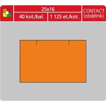 Kotouček do pokladny a tiskárny štítků Cenové etikety CONTACT - 25x16, 1125 ks, oranžové