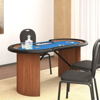 ZBXL Pokerový stůl pro 10 hráčů držák na chipy modrý 160x80x75 cm