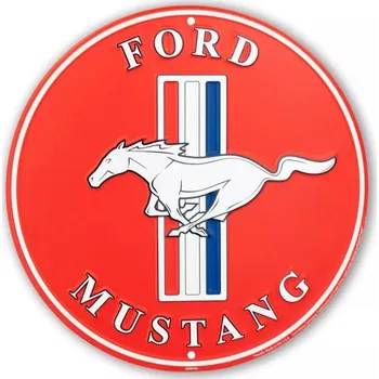Plechová cedule D.E. metal signs Plechová cedule Ford Mustang RED round 30 cm