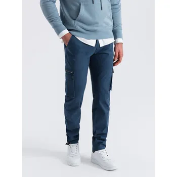 Pánské kalhoty Pánské kalhoty STRAIGHT LEG cargo s trojúhelníkovou kapsou - tmavě modré V4 OM-PACG-0196 - XXL