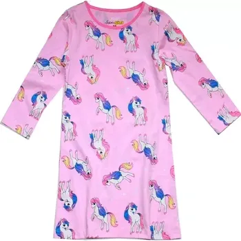 Dívčí noční košile dlouhý rukáv svítí ve tmě KONĚ 5856 růžová SV 511/26