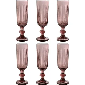 Sada sklenic na šampaňské Home ESPRIT Sklo Růžová (6 x 18,4 x 6 cm) (6 kusů)