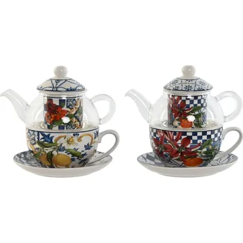 Kuchyňský gril Čajový set pro 2 osoby Home ESPRIT Modrá Bílá Sklo Porcelán (16,5 x 13,5 x 14 cm) (2 kusů)