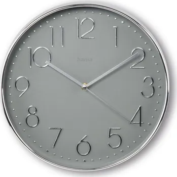 Hodiny Hama Corsica, nástěnné hodiny, průměr 30 cm, tichý chod, stříbrné/šedé