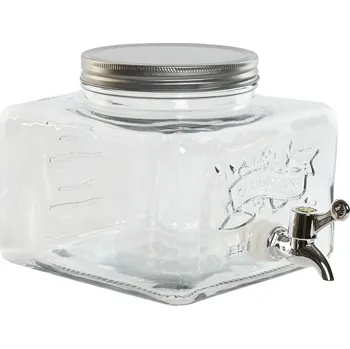 Zásobník na vodu s kohoutkem Home ESPRIT Transparentní Kov Silikonový Sklo ABS (3,5 l) (19 x 25 x 16 cm)