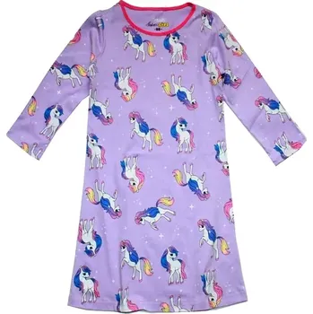 Dívčí noční košile dlouhý rukáv svítí ve tmě KONĚ 5856 fialová 511/22