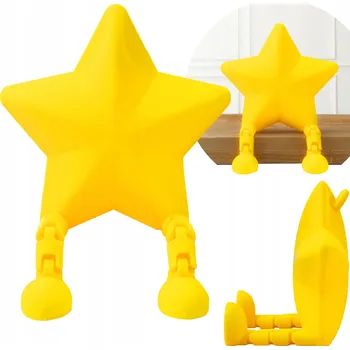 Vánoční dekorace ORIGINÁLNÍ VÁNOČNÍ HVĚZDA SE STOJÁNKEM ŽLUTÁ 8CM OZDOBA NA STROMEČEK