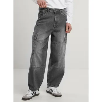 Pánské džíny kalhoty pánské URBAN CLASSICS - Tapered Heavy Ounce Baggy Cargo - Black Washed