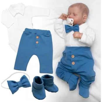 Kojenecká souprava 4D sada pro chlapečky Baby Elegán - modrý, Velikost koj. oblečení 56 (1-2m)