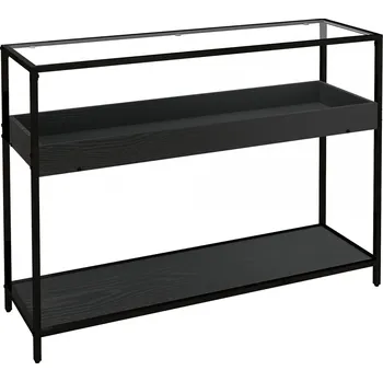Konferenční stolek Konzolový stolek se 2 policemi 100x30x78 cm | černý