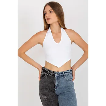 RUE PARIS Bílý krátký top se s výstřihem Velikost: M