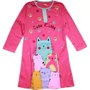 Dívčí noční košile dlouhý rukáv 3 KOČIČKY 5857 růžová TM 509/34