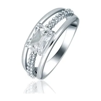 Prsten Dámský stříbrný prsten s čirými zirkony STRP0567F