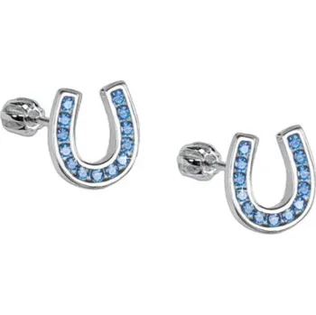 Náušnice Náušnice podkova na šroubek z pravého stříbra se zirkony arctic blue CZ
